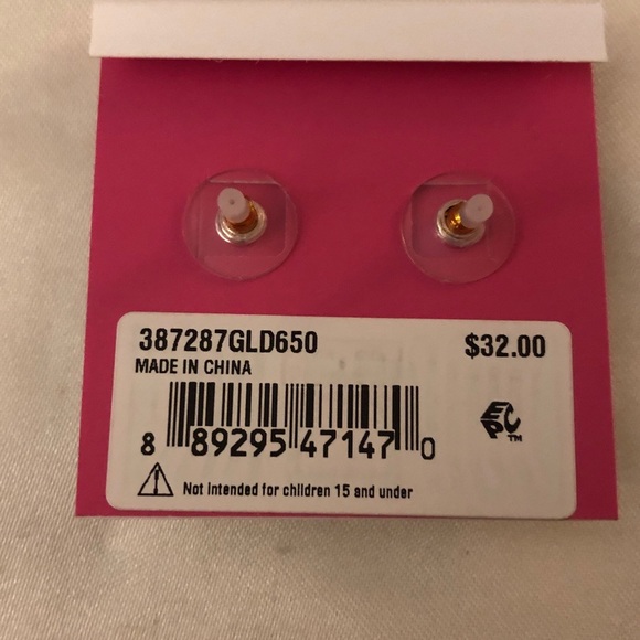 Betsey Johnson Enchanted Garden Pink Flower Stud Earrings Blue Polka Dots NWT - Picture 10 of 11